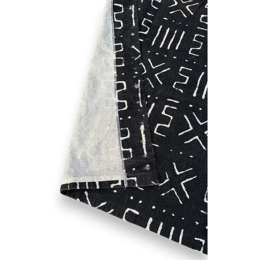 Vintage Paloma Picasso Motif Fabric Textile Curtain 1994 Mudcloth Black 50x81
